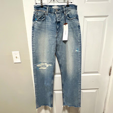 NWT Moussy Women’s Light Wash Blue Denim High Rise Straight Jeans, Size 30 picture