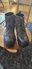 Men's Brown Leather Lace-Up Ankle Combat Boots Round Toe Solid Pattern picture