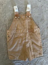 Vintage Carter's Baby Clothes Overall Shorts Tan Khaki, 1980's Size 2T picture