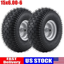2 Pack 15x6.00-6 Lawn Mower Tire & Wheel 15x6-6 Front Replacement Tire 15x6.00-6 picture