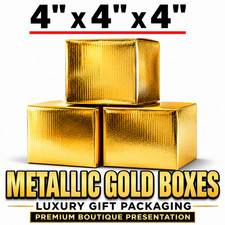 Luxury Gold Gift Boxes 4x4x4 Boutique Packaging for Jewelry Candles & Gifts picture
