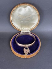 Vintage 9ct Rose Gold Bangle Bracelet w Heart Lock 11.97 grams RR & Sons  picture