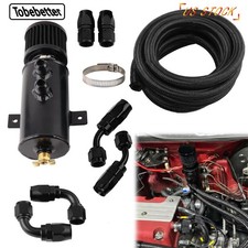 10AN Oil Catch Reservoir Tank Can Breather Filter Baffled+Hose Fittings Fuel New picture