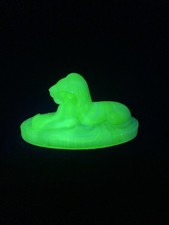Vintage Uranium Glass Statue Vogelsong Summit Art Oscar The Lion Green picture