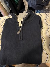 L.L.Bean Men's Navy Blue 1/4 Zip Sweater Size L picture