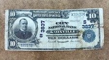 1902 Horse Blanket $10 KNOXVILLE, TN (Ch #3837) City National Bank Note Currency picture