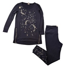 Chicos Zenergy Navy Celestial Constellation Star Sequin Tunic and Leggings Set picture