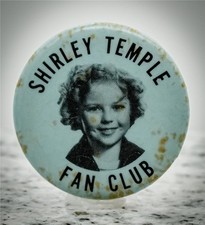 Vintage 1930s Shirley Temple Fan Club Pinback Button Child Star Hollywood picture