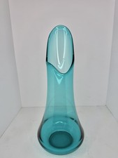 VINTAGE MCM L.E. SMITH PEACOCK CHUNKY FAT BOTTOM SMOOTHIE 16.25” SWUNG VASE picture
