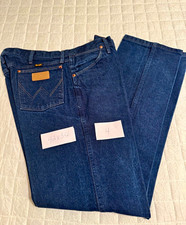Wrangler Men’s Blue Dark Wash Denim Jeans Straight Regular Fit Mid Rise picture