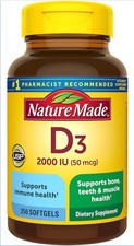 Nature Made D3 2000 IU 50mcg, Vitamin D Supplement 250 Softgels, EXP 02/2028 picture