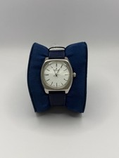 Breitling Geneve Men's Vintage Manual Wind Silver Dial 35mm Steel Blue Leather picture