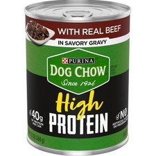 3x Purina Dog Chow High Protein Beef in Gravy Wet Canned Dog Food Bulk New 13oz picture