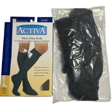 2 Pairs Activa Men’s Dress Socks Large Lite Support 15-20mmhg Knee High Black picture