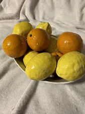 Vintage Italian Ceramic Fruit Bowl with Lemons and Oranges made in Italy picture