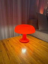 mid century modern mushroom table lamp, orange brand new picture