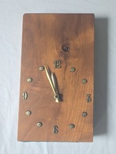 Vintage MCM Handmade Black Walnut Carved Wall Clock - Old Erie Canal picture
