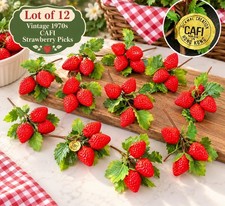 Vintage CAFI Dickmal Plastic Strawberry Picks Lot of 12 Mid Century Fake Fruit picture