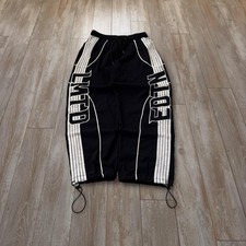 Y2K baggy skater nylon track pants black white essential picture