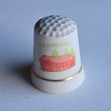 Vermont Souvenir porcelain thimble Green Mountain State picture