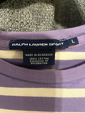 Ralph Lauren Sport Womens Striped Crew Neck Short Sleeve 100% Cotton Knit L picture