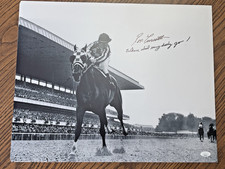 Secretariat - Ron Turcotte Signed 16x20 Belmont Photo 1973 Inscribed - JSA /Coa picture