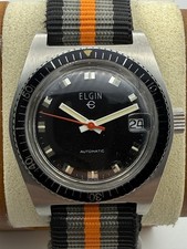 MINT Vintage Elgin Automatic Skin Diver 333ft- Sharp Original Case-Swiss AS 1916 picture