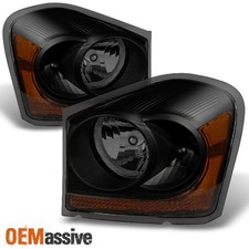 Fit 04-06 Dodge Durango Black Smoke Headlights Headlamps Replacement L+R picture