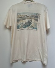 Vintage 90s Ralph Lauren Single Stitch T Shirt Graphic Canoe Watercolor M USA picture
