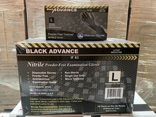 Advance Black Nitrile Exam Gloves  IF63 Thick 6 Mil Black Gloves 1000 Pcs New picture
