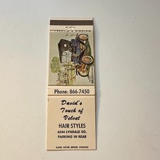 David's Touch of Velvet Hair Styles Vintage Matchbook Cover 5MB124-6-2 picture