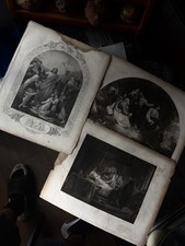 3 Antique 19th C Engravings Christ Jerusalem Galileo Religious Biblical Prints picture