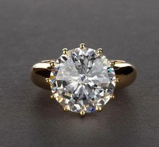 4.50 Ct Lab-Created Round Cut Diamond Engagement Ring 14K Yellow Gold Plated picture