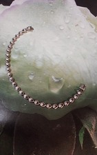 Vintage Sterling Silver 925 Heart Link Tennis Bracelet Cubic Zirconia Korea 7.5