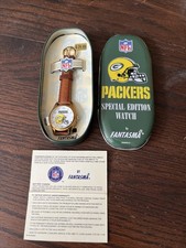 SALE RARE NFL WATCH GREEN BAY PACKERS FOOTBALL SPECIAL EDITION LEATHER GOLDTONE picture