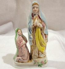 VTG Virgin Mary Ceramic Figurine with Kneeling Child, Christian Religious Statue picture