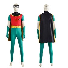 Cosplay Teen Titans Robin Jumpsuits Cloak Mask Halloween  Superhero Suit Costume picture