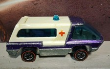 Vintage 1970 Hot Wheels Redline The Heavyweights Ambulance Purple/White - HK picture