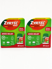 LOT OF 2 Zyrtec Hives Relief 10mg 30x2=60 Tablets Exp 11/2027+ picture