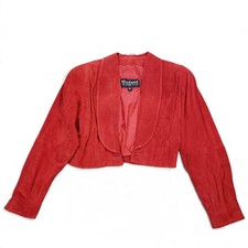 NEW Wilsons Leather Jacket Red VTG S Oversized Snatched Waist Cowgirl Sexy Biker picture