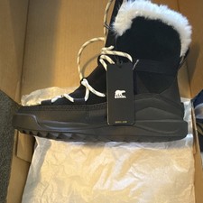 SOREL Women’s Snow Boots US 9 Black/White Lace Up Faux Fur Trim Ankle picture