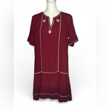 NWT CURRENT AIR Southwestern Aztec Floral Bohemian Tiered Dress burgundy red Sm picture