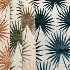 TAHITI - BOTANICAL PALM LEAVES CUT VELVET UPHOLSTERY FABRIC BY THE YARD picture