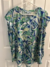Blue Sol Multicolor Pattern Top Size 1X picture