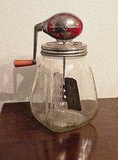 Antique DAZEY BUTTER CHURN No 4 1922 Patent 1930s Red Football Top 4 QT Glass picture
