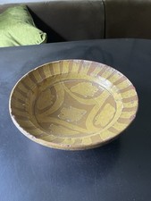 Antique 19th Hunza clay Pottery Bowl Yellow Print  picture