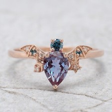 0.78 CT Vintage pear Alexandrite Engagement Ring 14K Rose Gold Ring FD263 picture