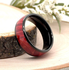 Elegant 8mm Tungsten Carbide Ring Black Finish Featuring Vibrant Red Resin Inlay picture