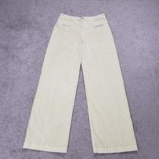 Maeve Anthropologie Wide Leg Trousers Pale Yellow Seam Pleat Detail Pants 27 picture