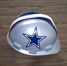 MSA V-Gard Silver Hard Hat Ratchet Suspension ANSI Class G Dallas Cowboys Medium picture